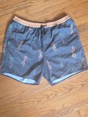 Roark Men's Swim Trunks with Tropical Tiki Print, XL